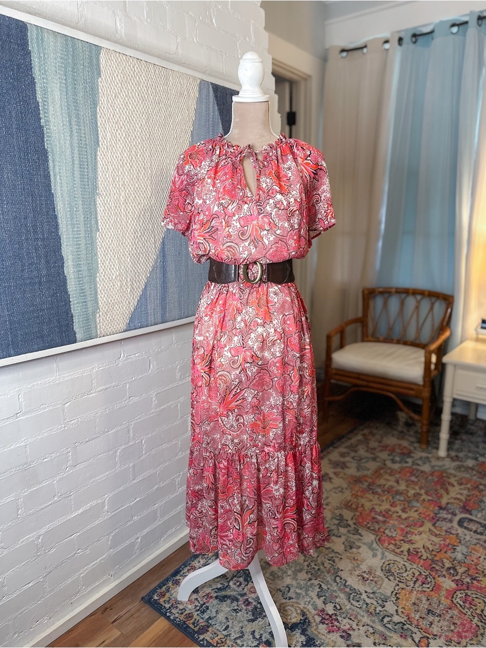 INC International Concepts Pink Paisley Boho Maxi Dress